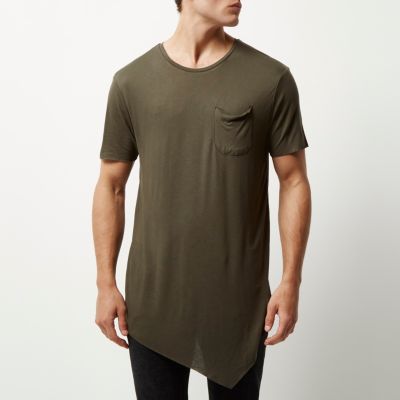 Dark green draped asymmetric longline t-shirt
